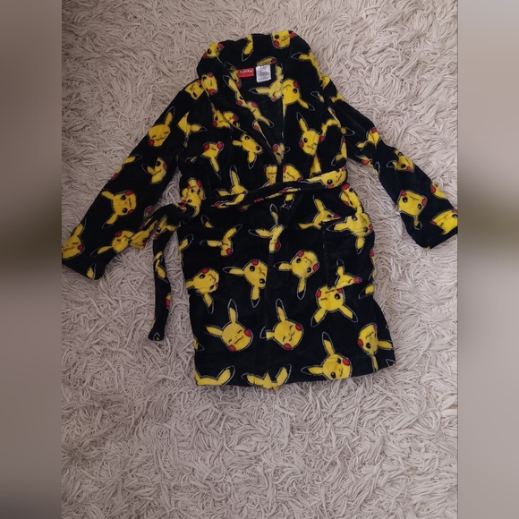 Kids Pikachu Pajamas - Pokemon Pikachu Fleece Bath Robe House Coat Size 8 - Picture 2 of 6